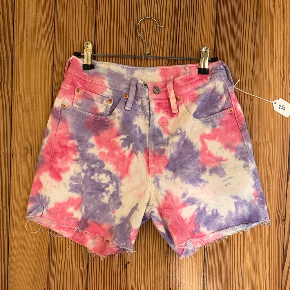 Levi's Pink and Purple Tie-Dye Jean Shorts